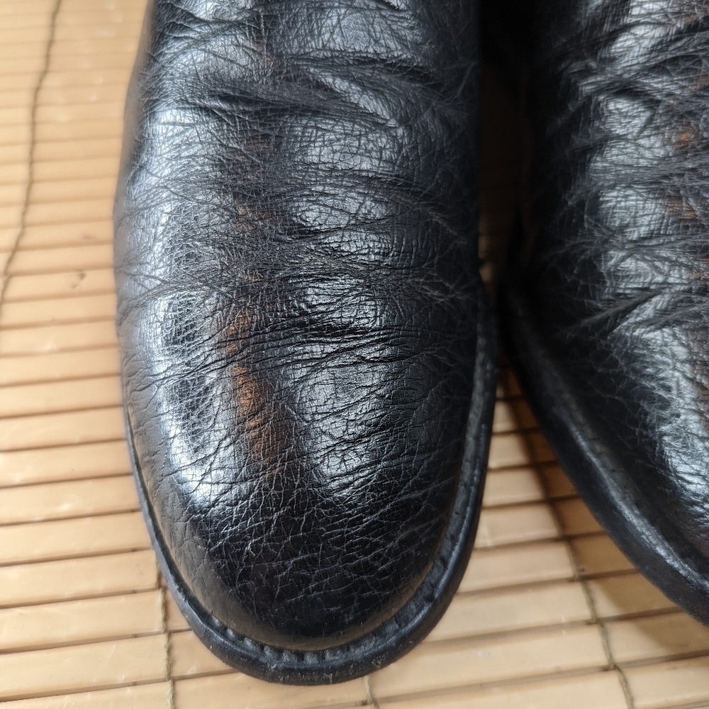 Justin Boots, Black, Exotic Smooth Ostrich Quill leather, Ropers, Mens Size 8D. - Picture 6 of 10